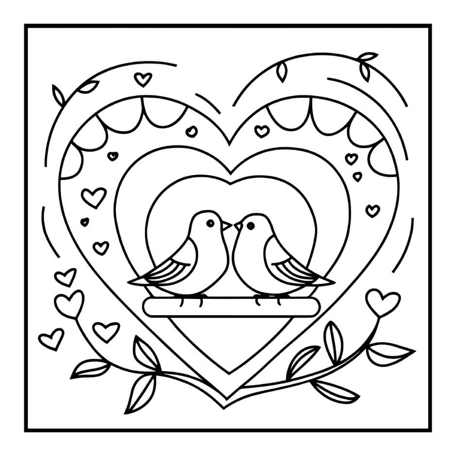 Desenho de Cozy Valentines para imprimir