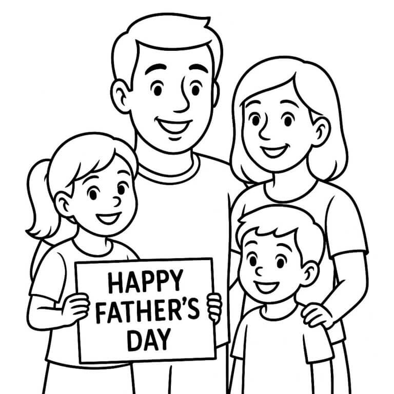 Desenho de Feliz Dia dos Pais para imprimir