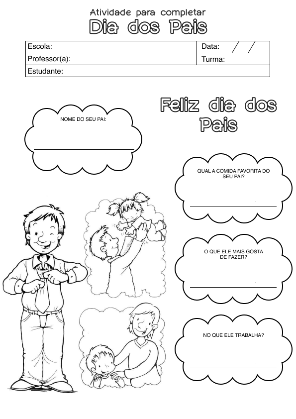 Desenho de Feliz Dia dos Pais para imprimir