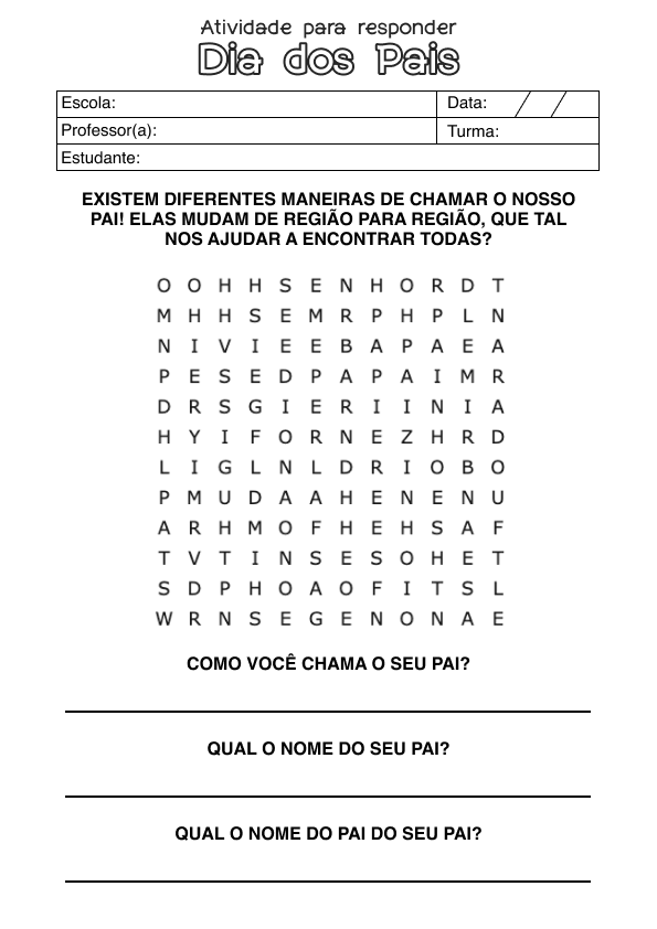 Desenho de Feliz Dia dos Pais para imprimir