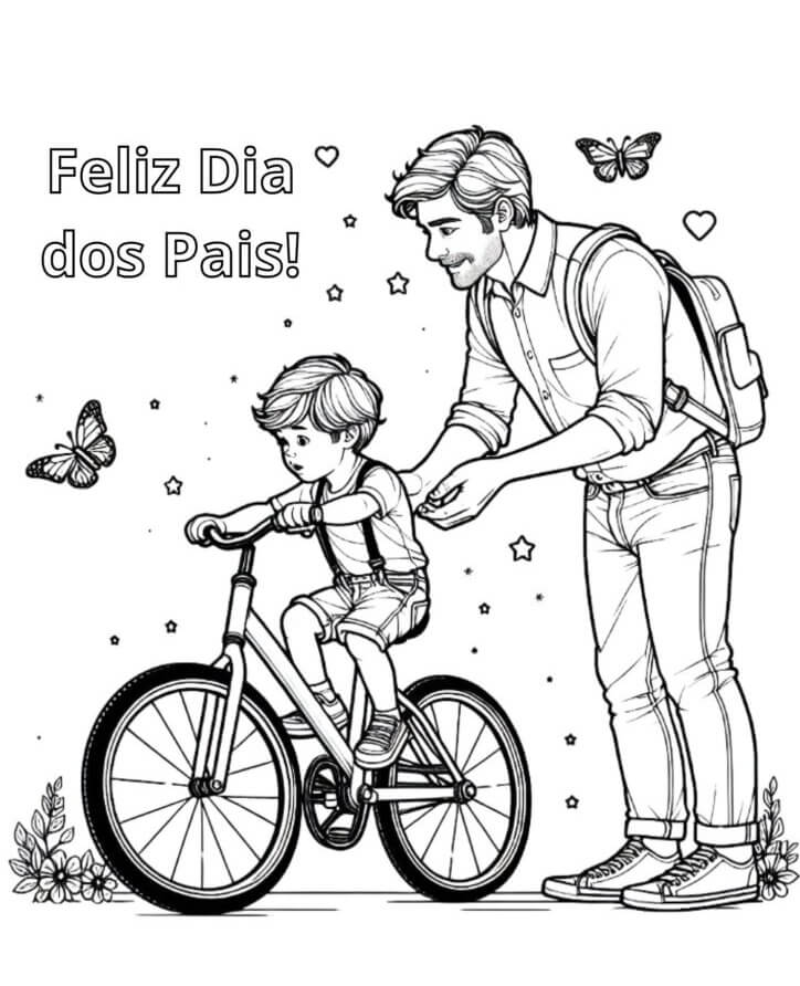 Desenho de Feliz Dia dos Pais para imprimir