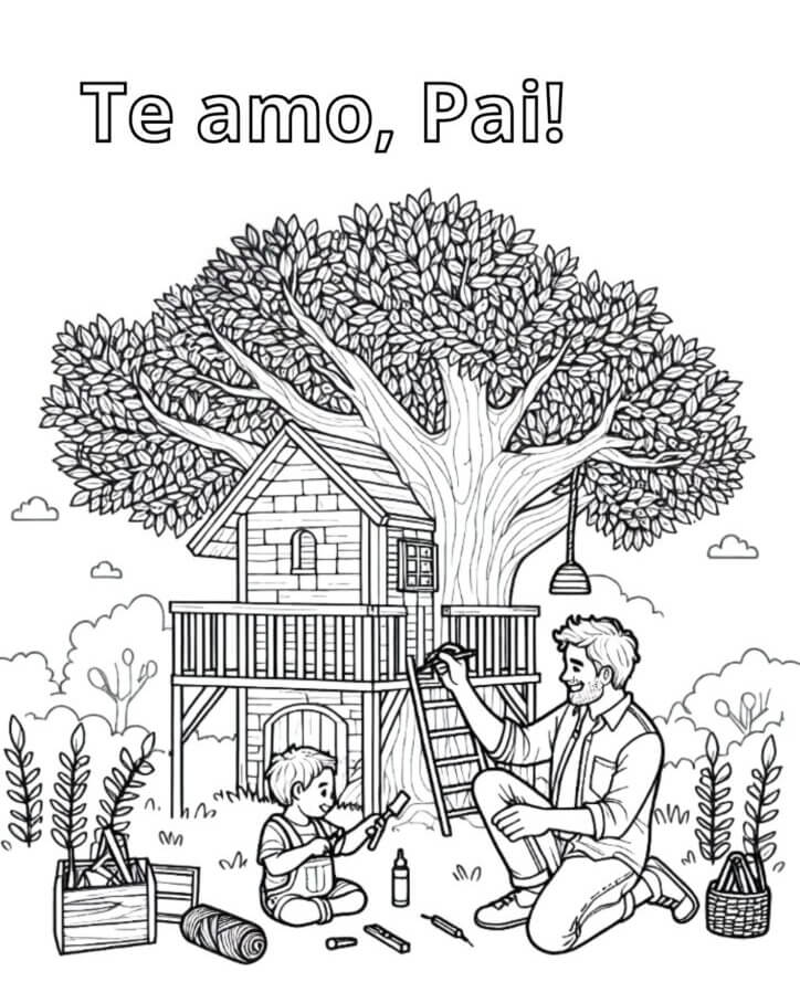 Desenho de Feliz Dia dos Pais para imprimir
