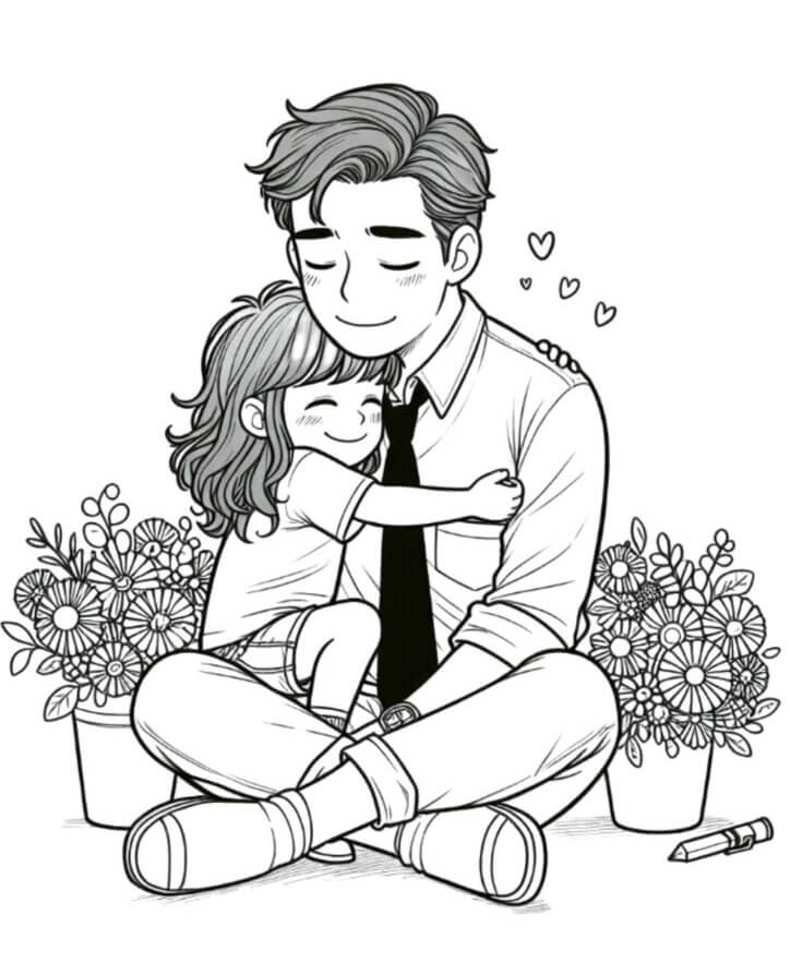 Desenho de Feliz Dia dos Pais para imprimir