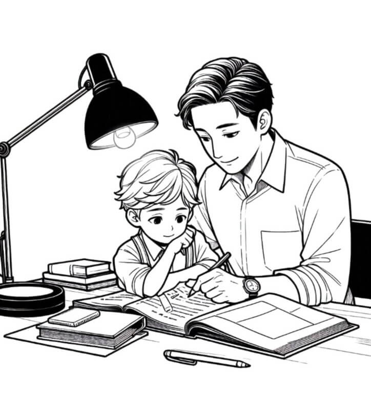 Desenho de Feliz Dia dos Pais para imprimir