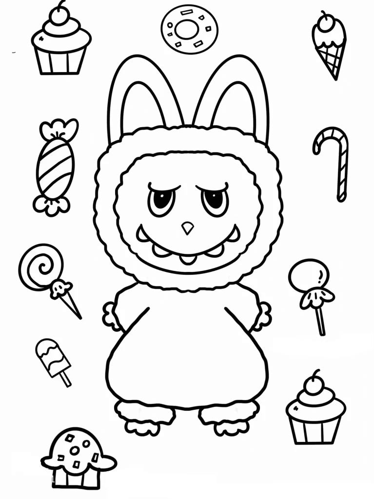 Desenho de Labubu para imprimir