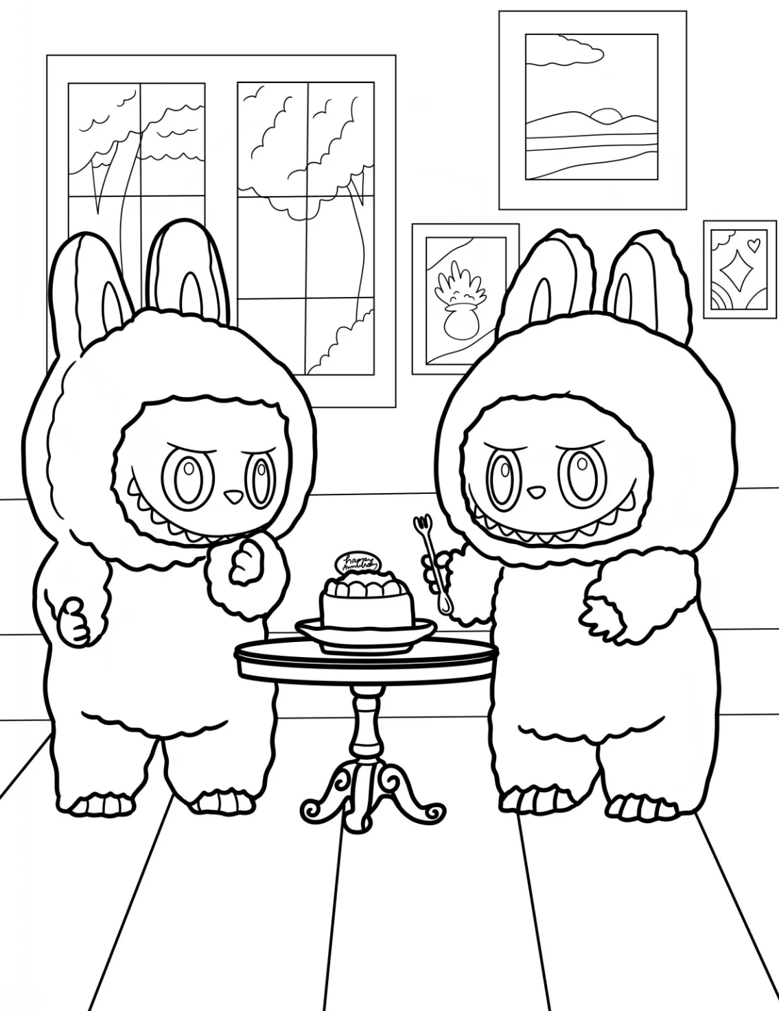 Desenho de Labubu para imprimir