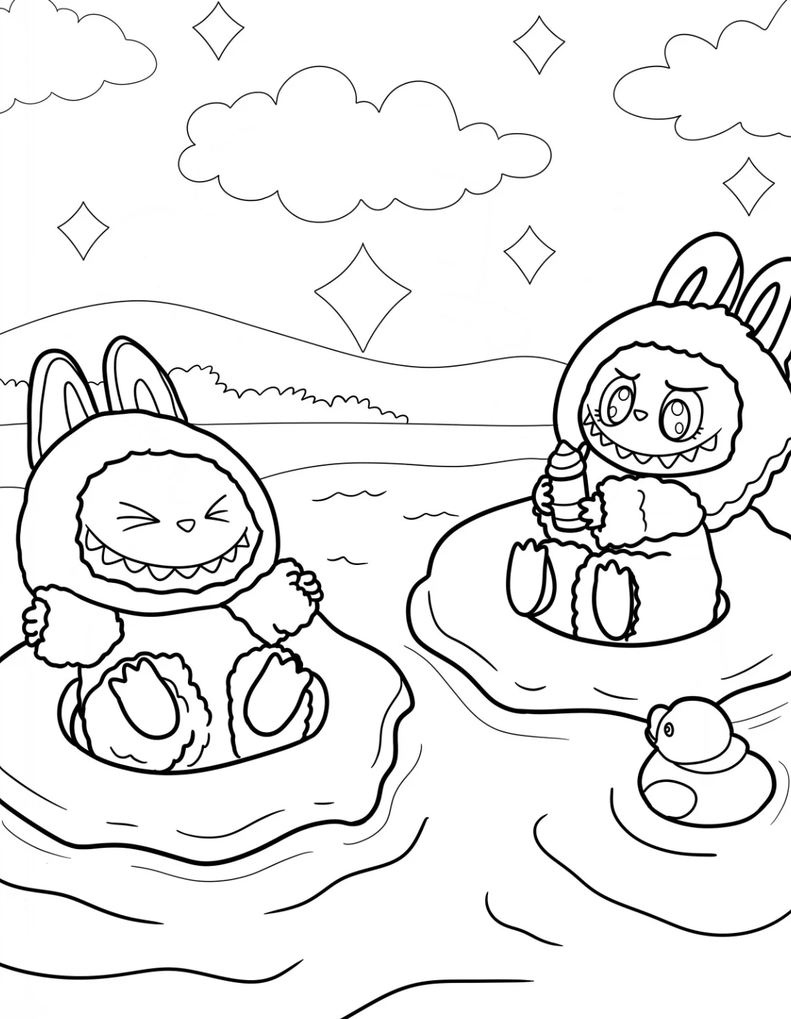 Desenho de Labubu para imprimir