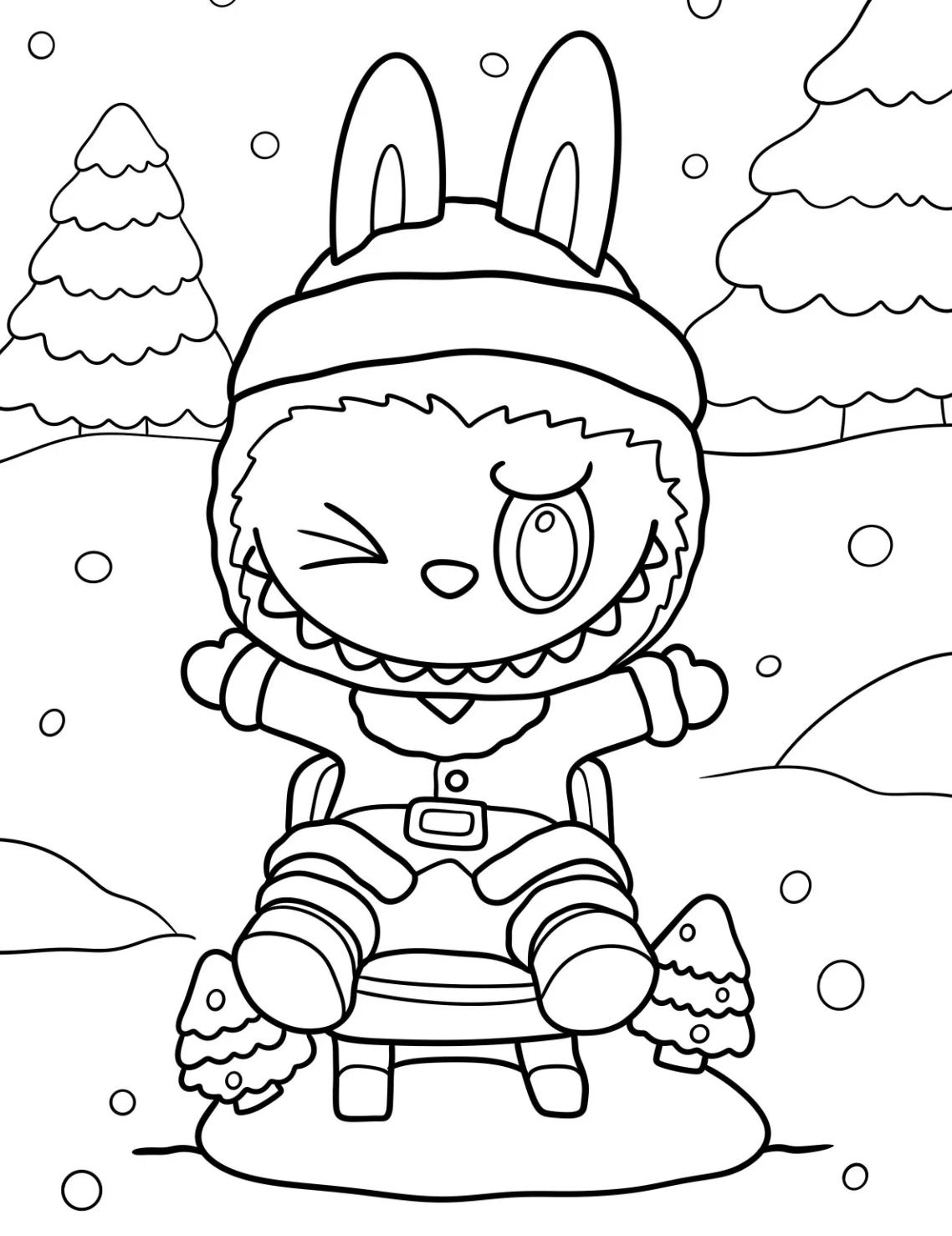 Desenho de Labubu para imprimir