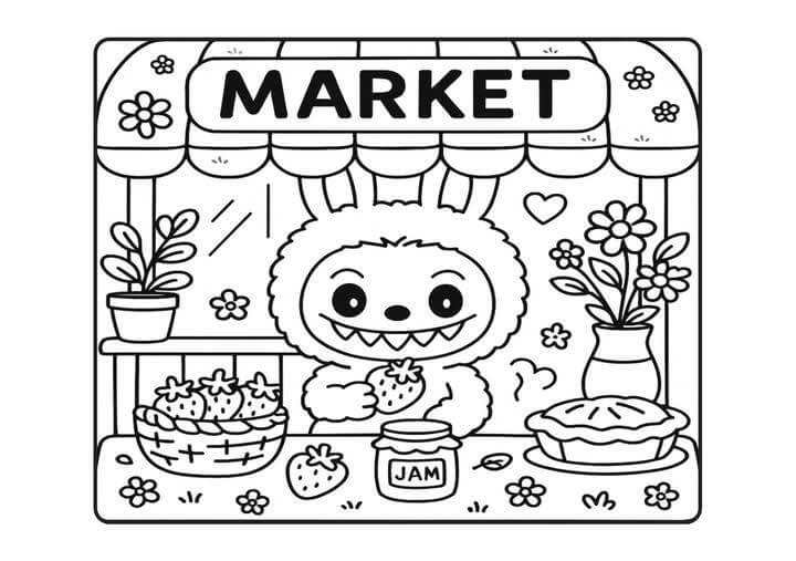 Desenho de Labubu para imprimir