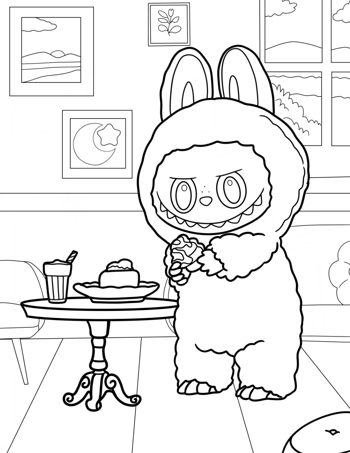 Desenho de Labubu para imprimir