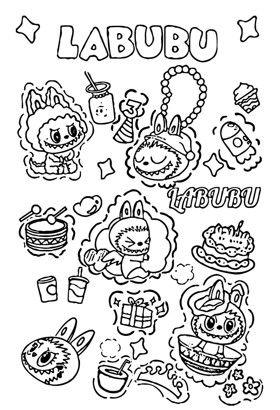 Desenho de Labubu para imprimir