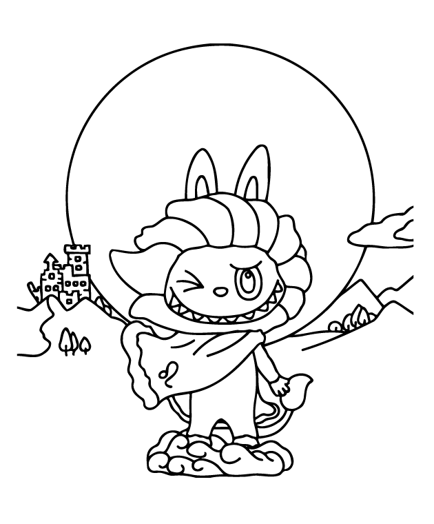 Desenho de Labubu para imprimir
