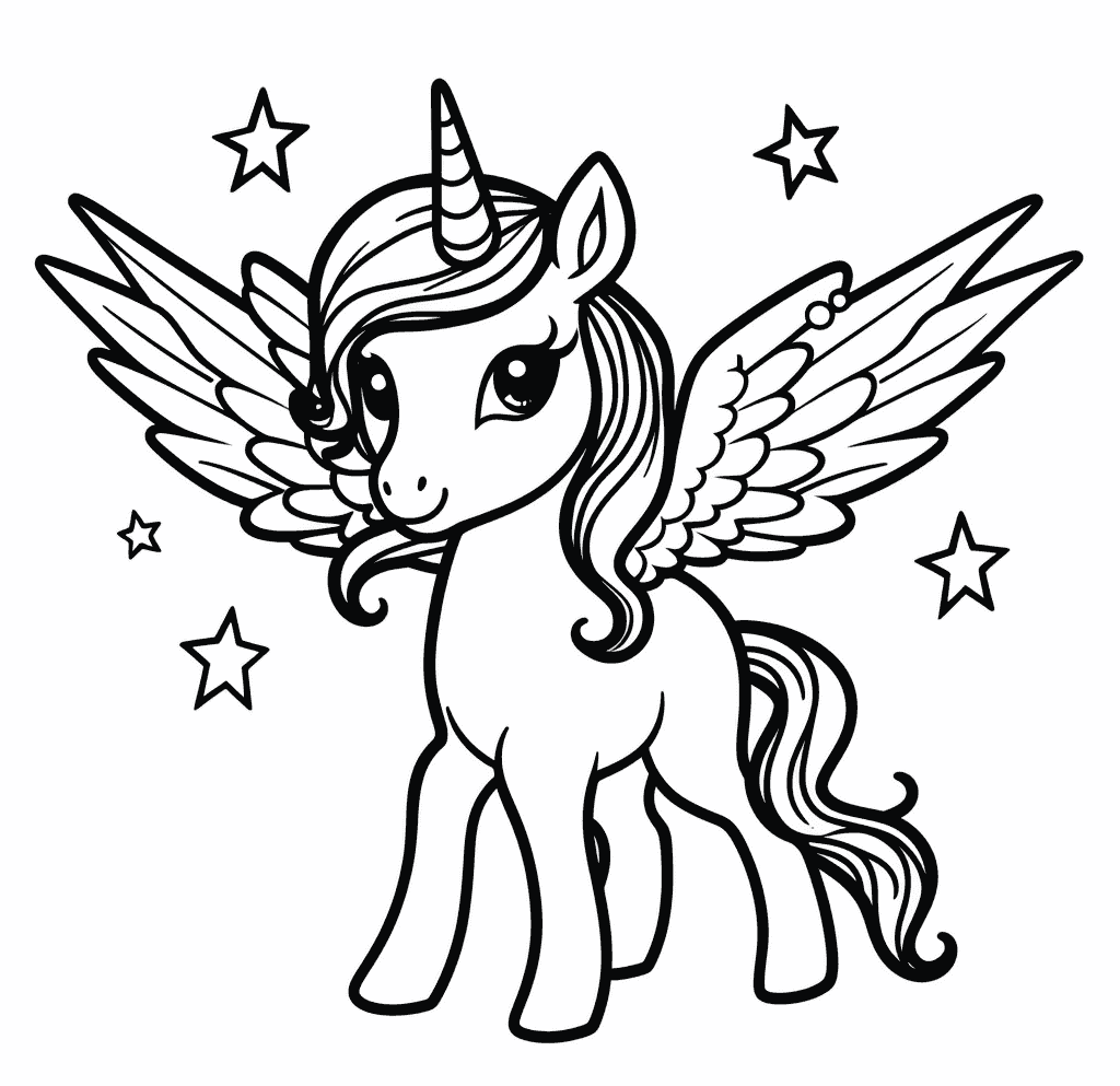 Desenho de Unicórnios para imprimir