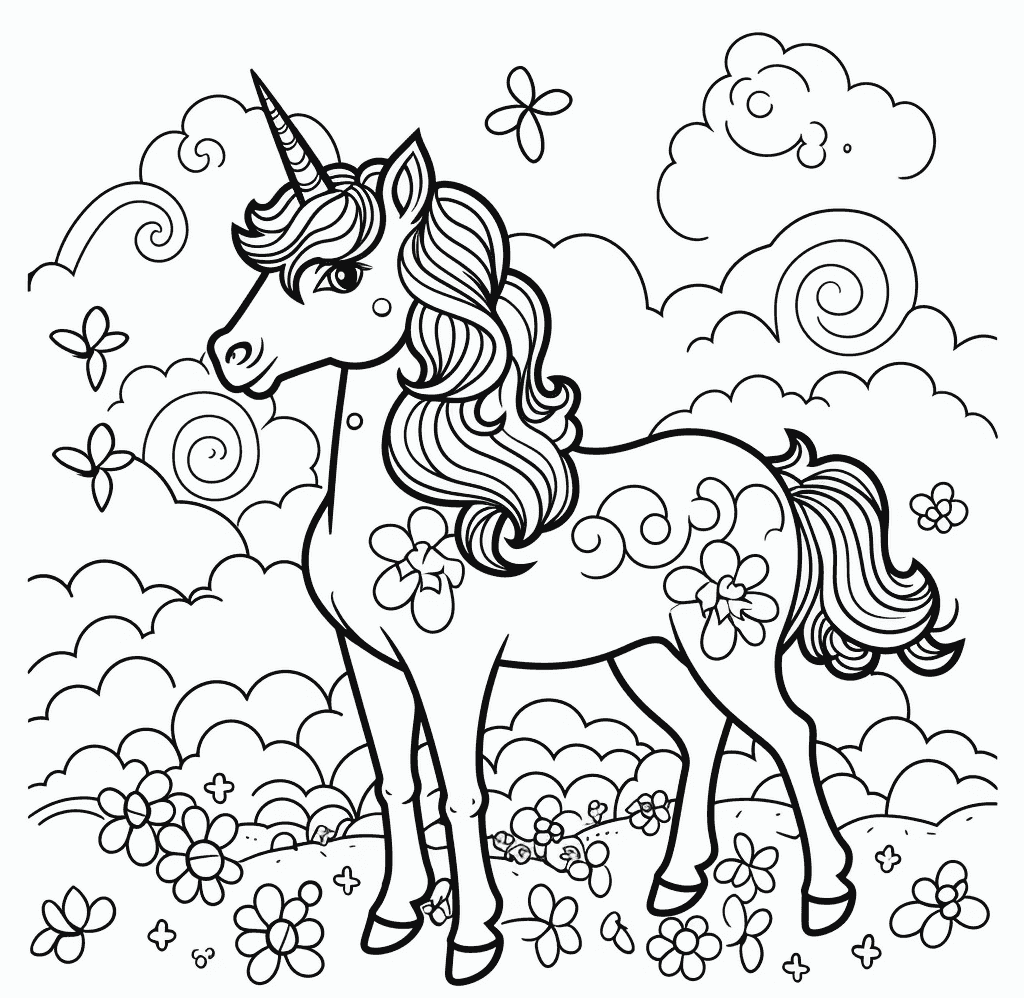 Desenho de Unicórnios para imprimir
