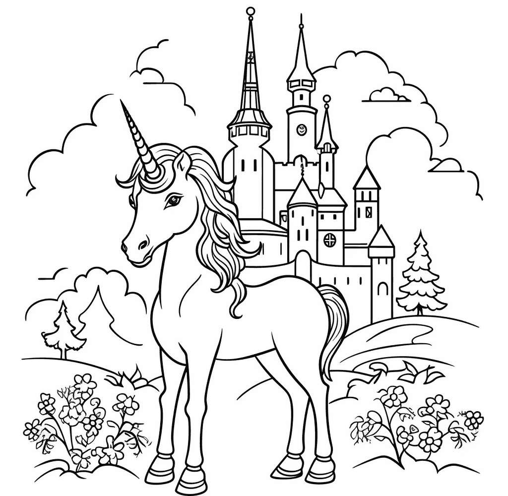 Desenho de Unicórnios para imprimir