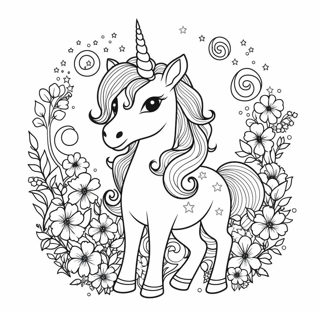 Desenho de Unicórnios para imprimir