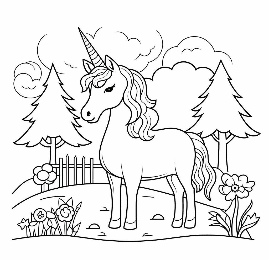 Desenho de Unicórnios para imprimir