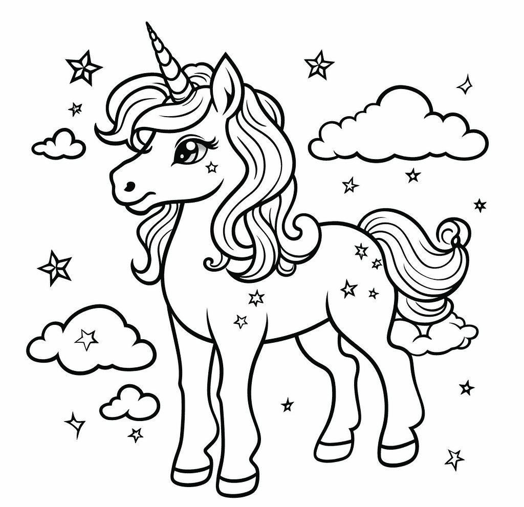 Desenho de Unicórnios para imprimir