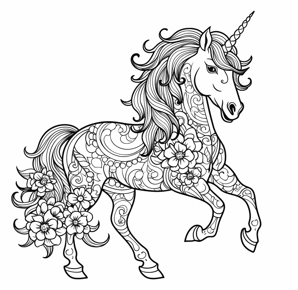 Desenho de Unicórnios para imprimir