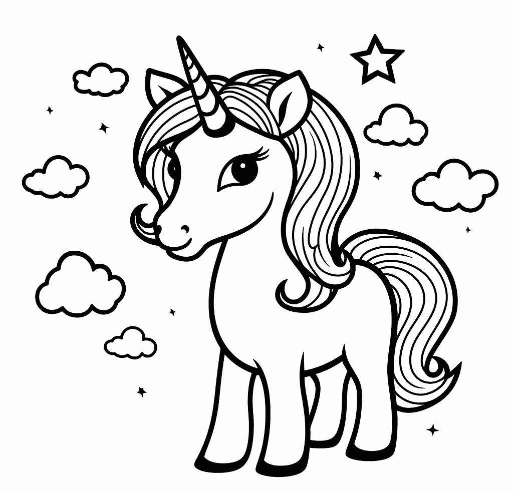 Desenho de Unicórnios para imprimir