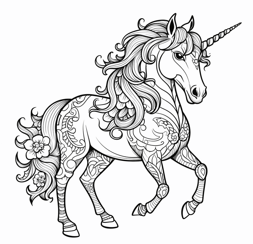 Desenho de Unicórnios para imprimir