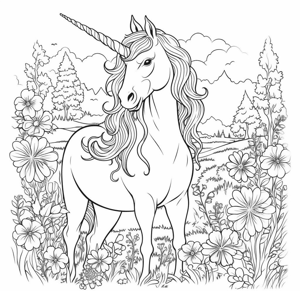 Desenho de Unicórnios para imprimir