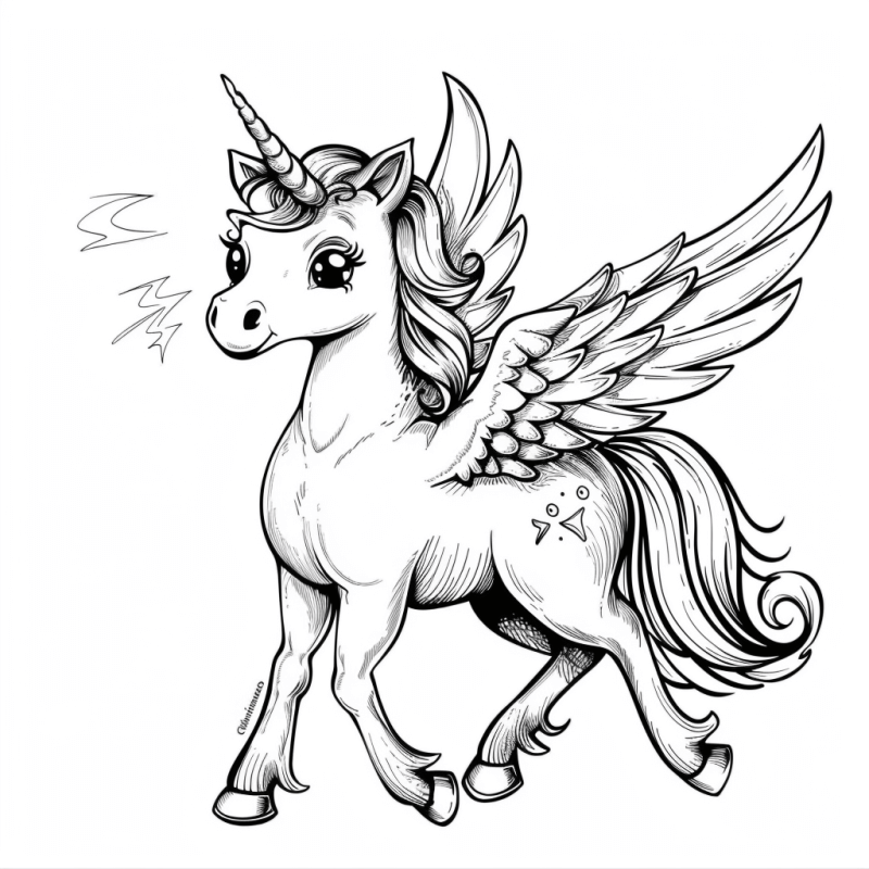 Desenho de Unicórnios para imprimir