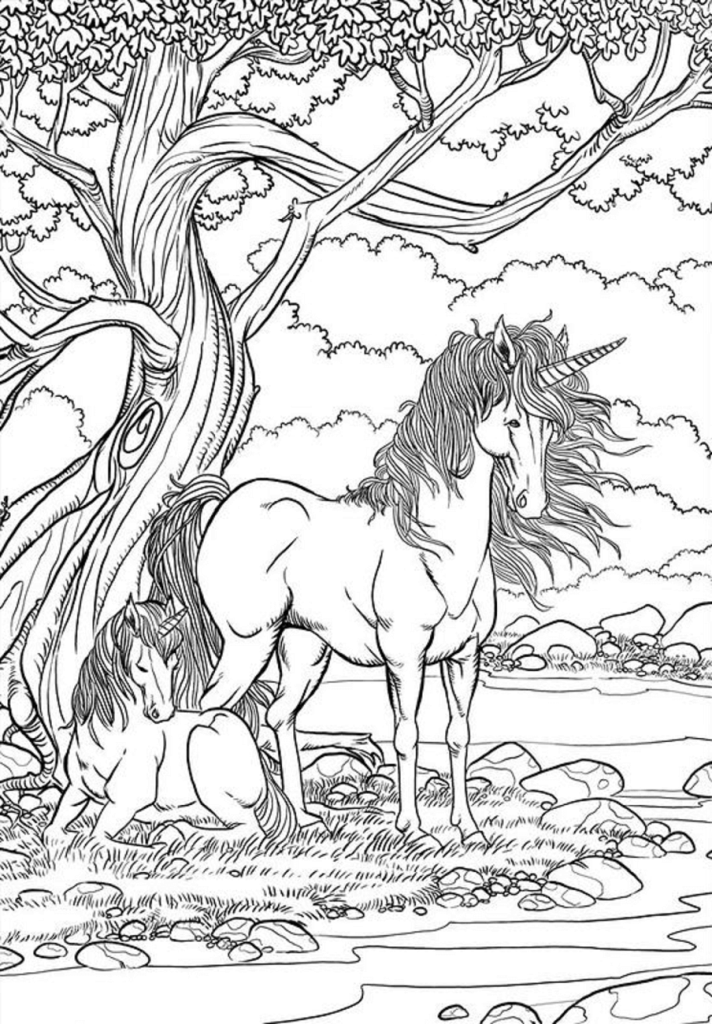 Desenho de Unicórnios para imprimir
