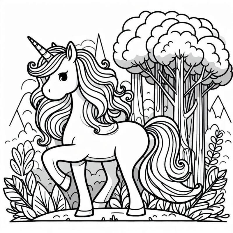 Desenho de Unicórnios para imprimir
