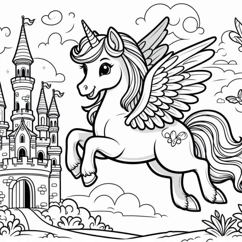Desenho de Unicórnios para imprimir
