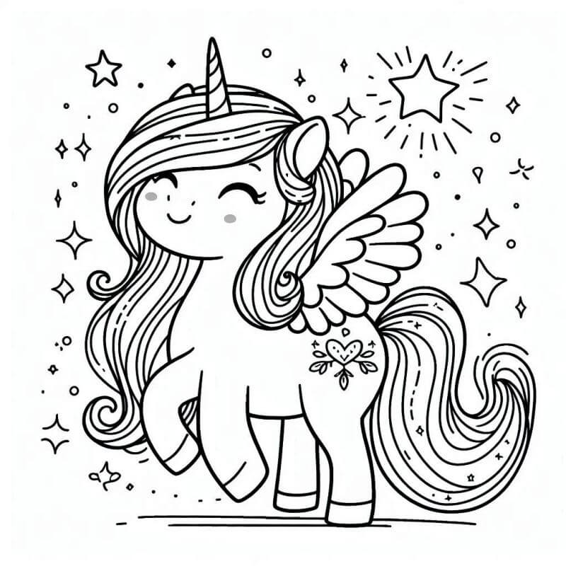 Desenho de Unicórnios para imprimir