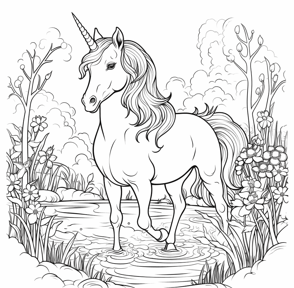 Desenho de Unicórnios para imprimir