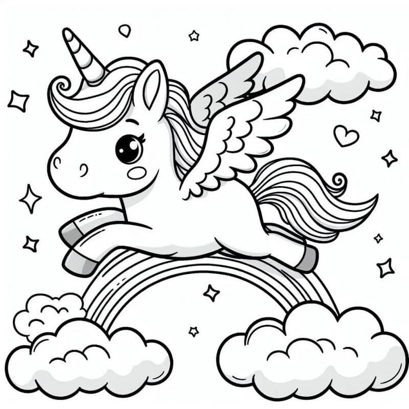 Desenho de Unicórnios para imprimir