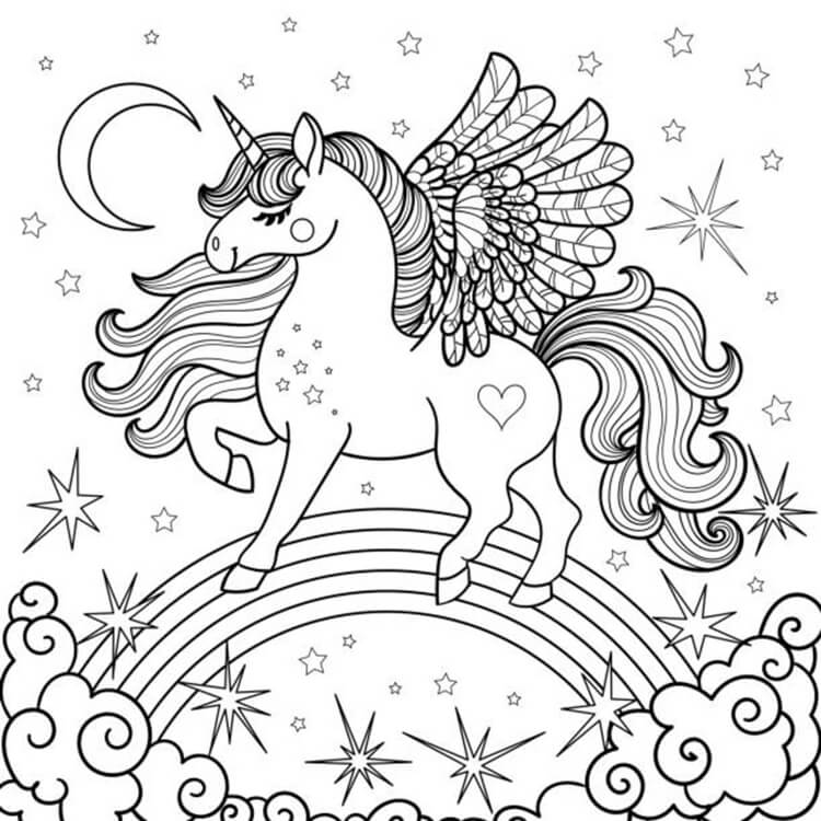 Desenho de Unicórnios para imprimir