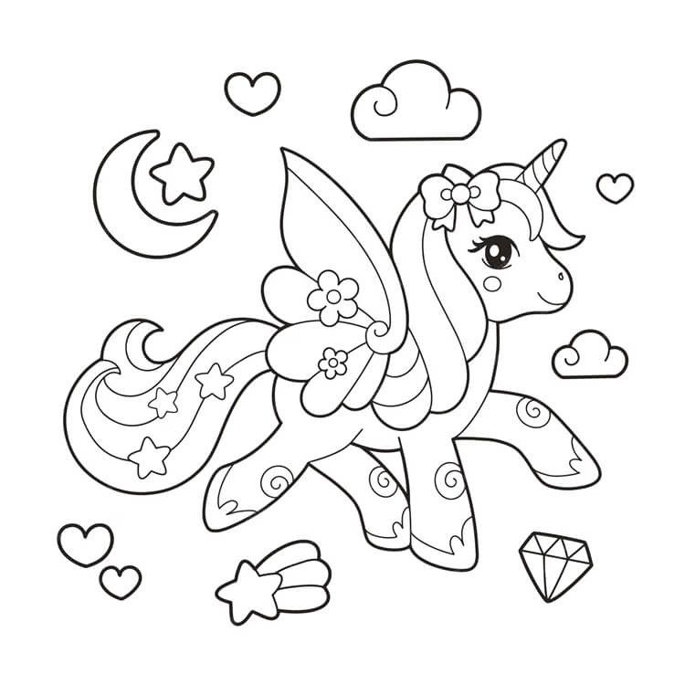Desenho de Unicórnios para imprimir