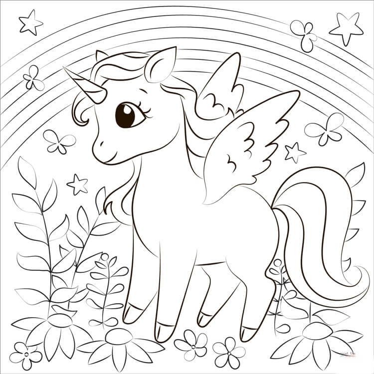 Desenho de Unicórnios para imprimir