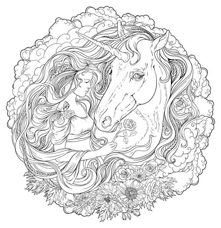 Desenho de Unicórnios para imprimir