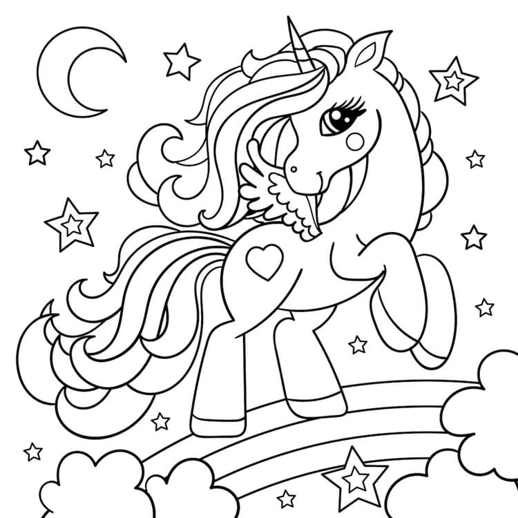 Desenho de Unicórnios para imprimir