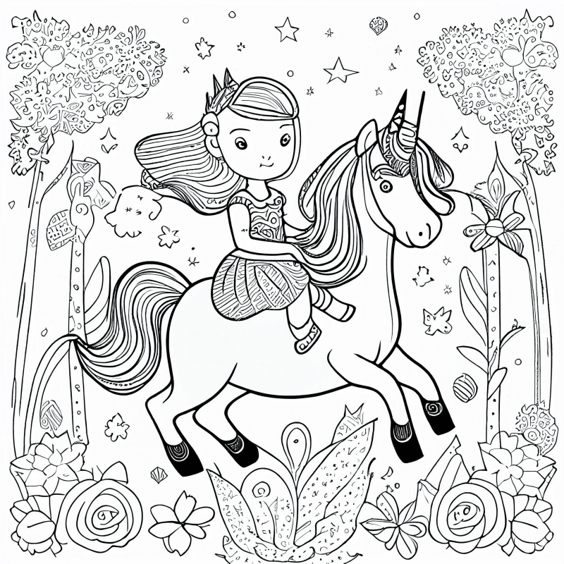 Desenho de Unicórnios para imprimir