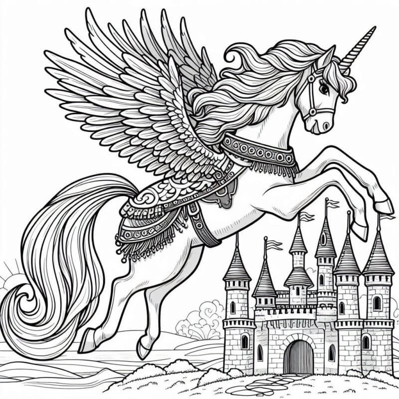 Desenho de Unicórnios para imprimir