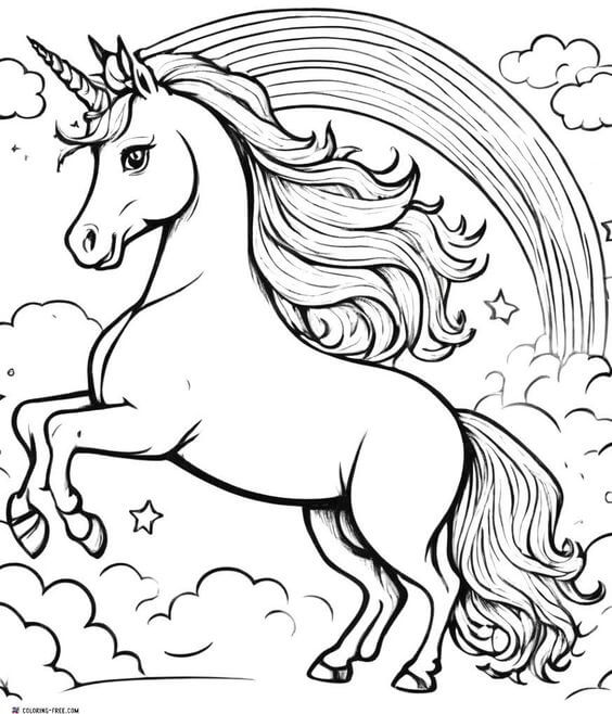 Desenho de Unicórnios para imprimir