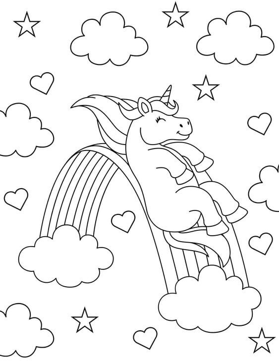 Desenho de Unicórnios para imprimir