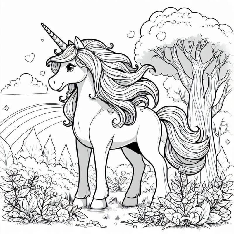 Desenho de Unicórnios para imprimir