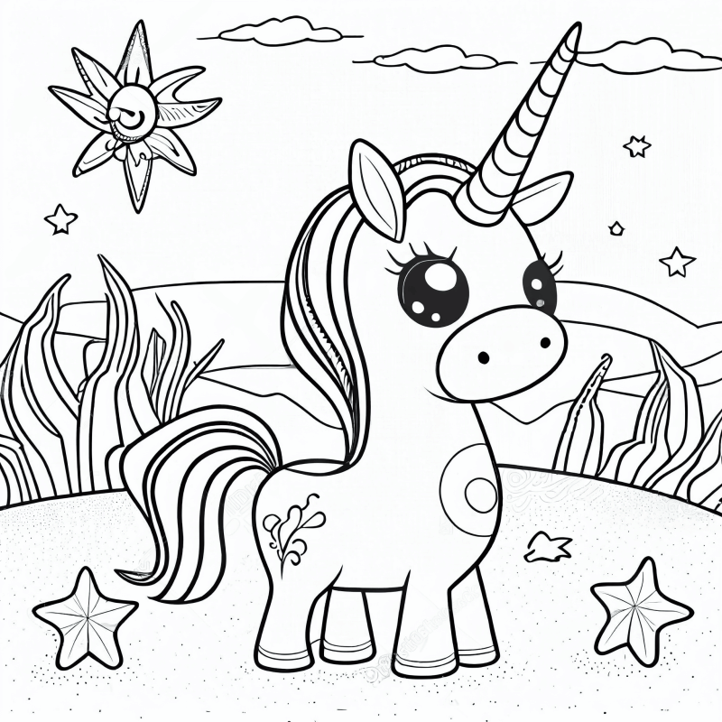 Desenho de Unicórnios para imprimir