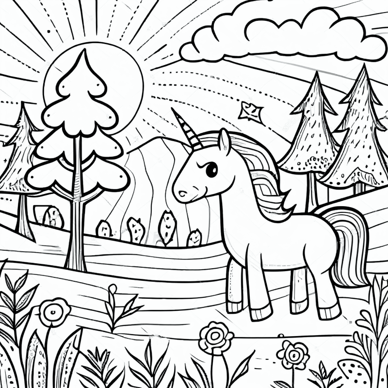 Desenho de Unicórnios para imprimir