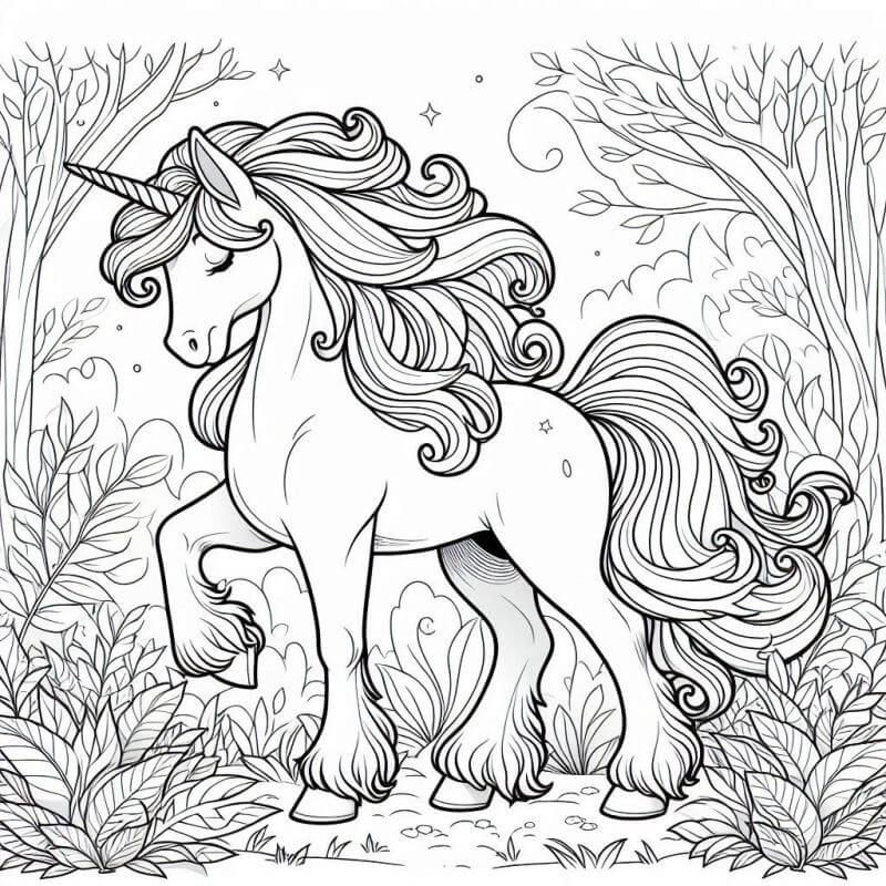 Desenho de Unicórnios para imprimir