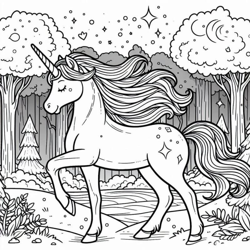 Desenho de Unicórnios para imprimir