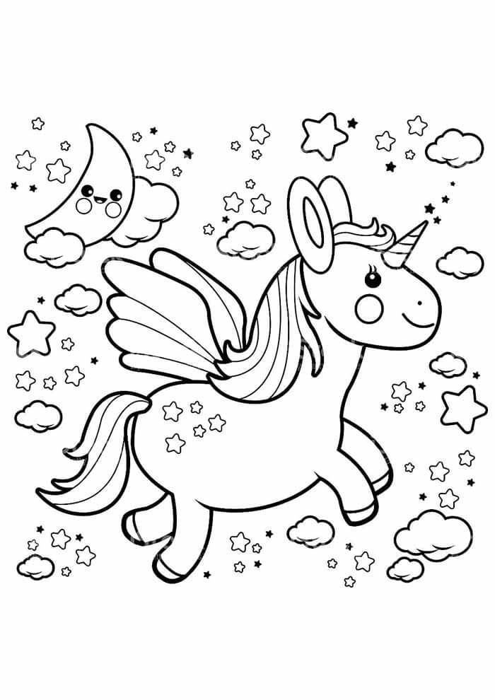 Desenho de Unicórnios para imprimir