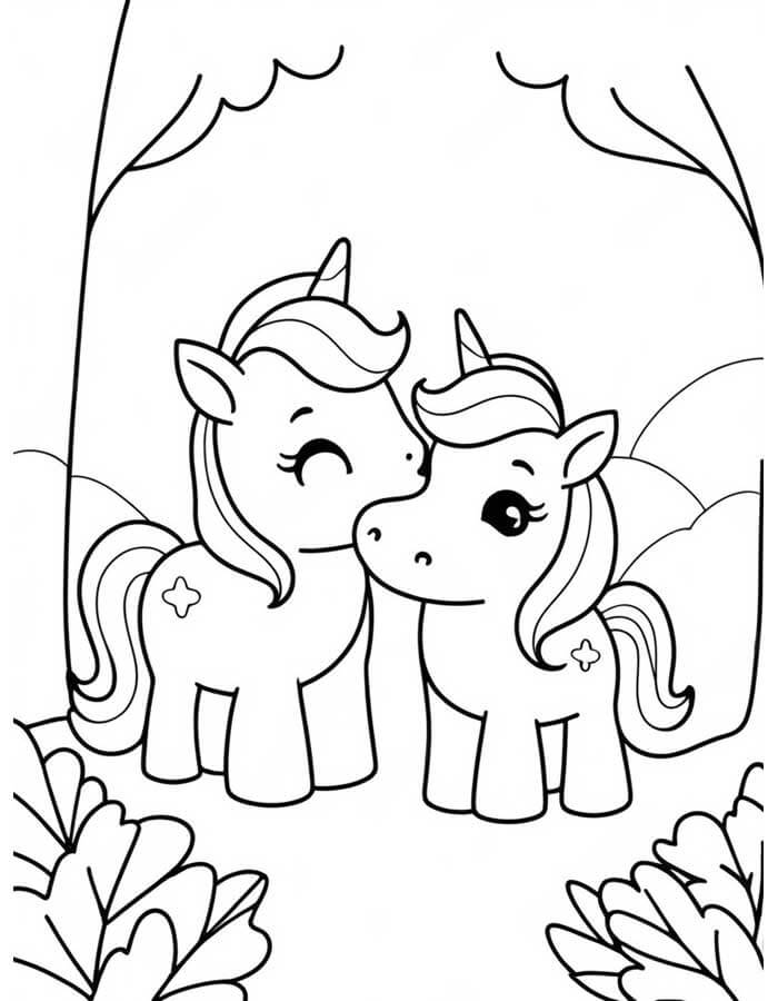 Desenho de Unicórnios para imprimir