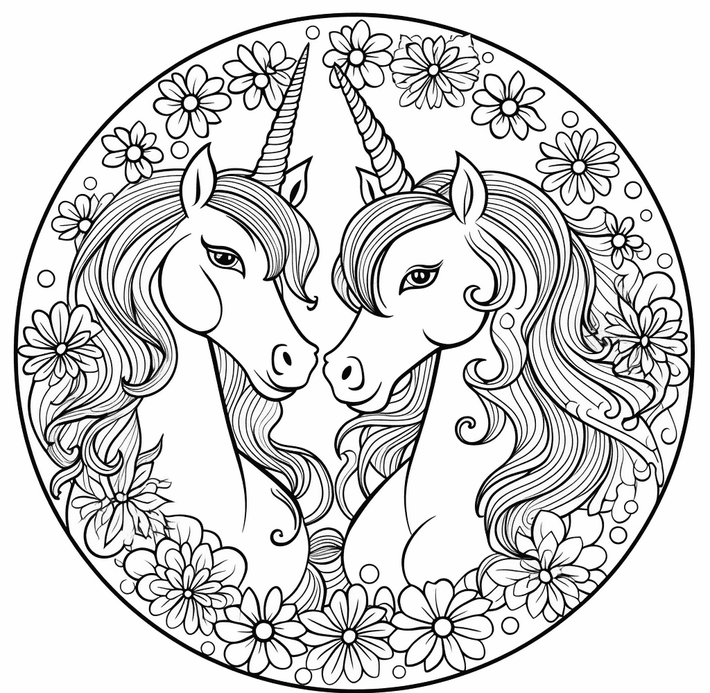 Desenho de Unicórnios para imprimir